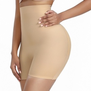 Colanti modelatori cu efect de subtiere, din material textil comod, cu benzi de sustinere antialunecare, marime XL, nude - Img 2