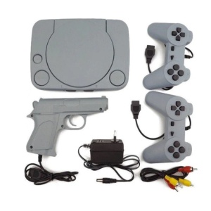 Consola de jocuri video OneTech Retro, Super Mario Bros Game, Model Nou, 2x Joystick, Pistol, Alb - Img 3