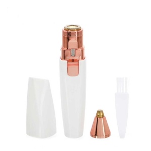 Epilator de sprancene si facial, 2 in 1, cu 2 capete interschimbabile, incarcare USB, cu lame din otel inoxidabil, cu LED indicator, alb - Img 1