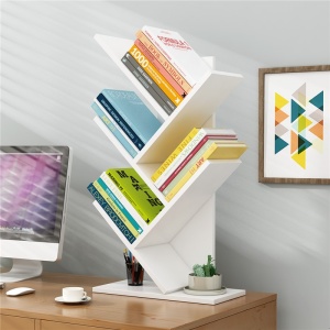 Etajera pentru carti, dimensiuni 40x16x30cm, cu 4 compartimente, din MDF, usor de asamblat, alb - Img 4