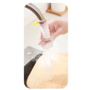 Extensie universala pentru robinet, cu prelungitor flexibil, cu particule pentru filtrarea apei, din plastic, alb/roz - Img 4