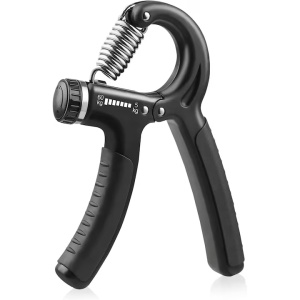 Flexor pentru antebrat, manere cauciuc, anti-alunecare, rezistenta reglabila 5-60kg, din inox/otel, negru - Img 1