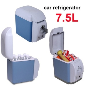 Frigider auto portabil, 12V, capacitate 7.5 l, functie de racire si incalzire, dimensiunea exterioara 27 cm x 32 cm x 17, 5 cm, dimensiuni interioare 19, 5 cm x 21 cm x 15 cm, alb/albastru - Img 4