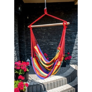 Hamac tip leagan, dimensiuni 100x100cm, cu manere solide, material robust si franghii puternice, usor de asamblat, multicolor - Img 4