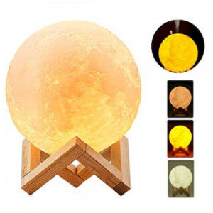 Lampa Luna cu Difuzor Aromaterapie, 3 lumini, imprimata 3D, cu touch, modelul nou cu Stand Lemn, FOXMAG24 - Img 2