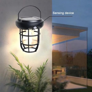 Lampa solara, tip felinar, cu agatatoare, putere 2W, cu 3 LED-uri, portabila, rezistenta la apa si intemperii, negru - Img 2