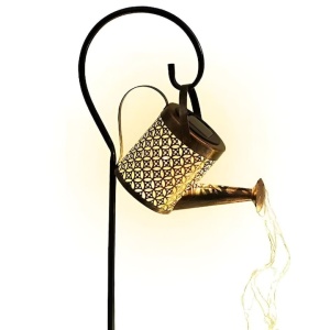 Lampa solara, tip stropitoare, pentru gradina, rezistenta la apa si intemperii, din ABS si metal, cu lumina LED, maro/negru - Img 1
