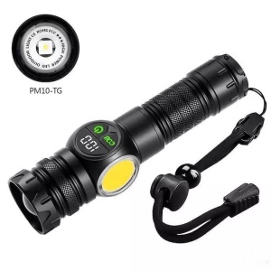 Lanterna led, afisaj procent baterie, 9 moduri de functionare, reincarcabila, rezistenta la intemperii si apa, din aluminiu, magnet pentru fixare, iesire USB-C, negru - Img 3
