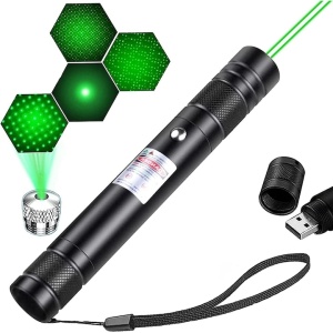 Laser cu efecte 3D, portabil, cu acumulator, incarcare USB, cu carcasa metalica, 5 capete interschimbabile, lumina verde, cu cheita de blocare/deblocare, negru - Img 2
