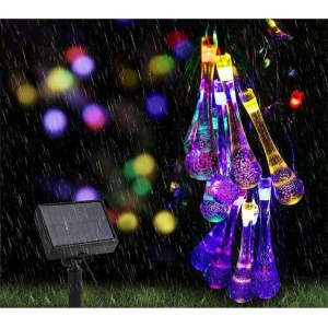 Lumini de gradina cu incarcare solara, tip picaturi, cu 20 de led-uri, lungime 5 metri, rezistenta la intemperii, multicolor - Img 1