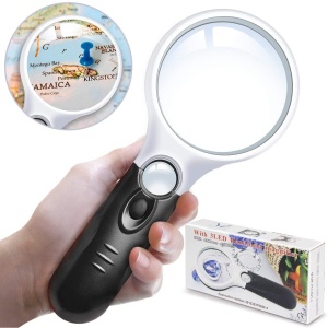 Lupa cu lumina LED, Kaypsre, ABS/Sticla, 190x83x28mm, Alb/Negru - Img 3
