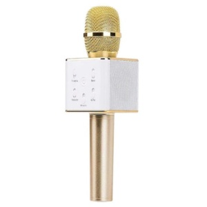 Microfon Karaoke Wireless FOXMAG24, cu Bluetooth si boxa inclusa, autonomie 3-5h, Gold - Img 1