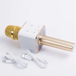Microfon Karaoke Wireless FOXMAG24, cu Bluetooth si boxa inclusa, autonomie 3-5h, Gold - Img 3