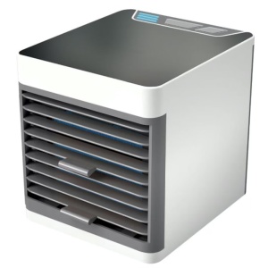 Mini aparat de aer conditionat, portabil, cu 3 functii de racire, lumina ambientala, cu apa sau gheata, din plastic, gri/alb - Img 4