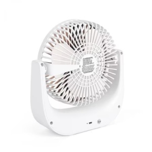 Mini ventilator de masa, portabil, putere 5W, din ABS, cu unghi reglabil, incarcare USB, alb - Img 2
