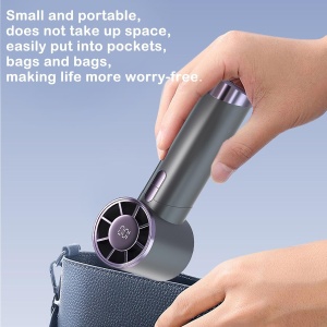 Mini ventilator portabil, cu 3 trepte de viteza, maner ergonomic, afisaj LCD, incarcare USB rapida, gri antracit - Img 4