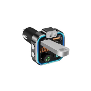 Modulator auto, cu conectare dubla, functie hands-free, microfon incorporat, bluetooth, Fastcharge 3.0, USB tip C, negru/argintiu - Img 2
