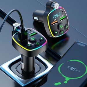 Modulator FM auto, Incarcator Auto Tip C / USB 3.1A, microSD, microfon handsfree, bluetooth, afisarea voltaj baterie, lumini LED, negru - Img 3