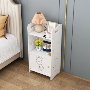 Noptiera pentru dormitor, din MDF, dimeniuni 25 X 50 cm, pentru depozitare si organizare, cu finisaj mat, alb - Img 4