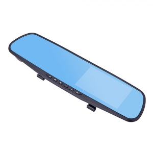 Oglinda retrovizoare cu camera video DVR fata-spate pentru monitorizare trafic, Full HD, cu G-sensor, ecran 4.3 inch - Img 1