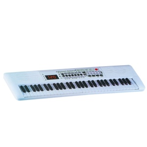 Orga cu baterii si microfon, cu 61 de clape, 100 ritmuri, 100 tonuri, 61 percutii, 12 melodii demonstrative, reglare volum, control tempo, inregistrare si redare melodii, alb - Img 2