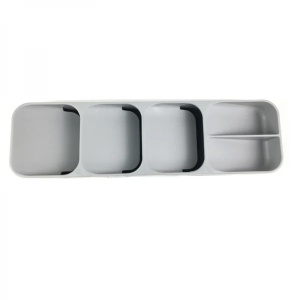 Organizator pentru tacamuri, cu 5 compartimente, dimensiuni 39.8 cm x 11.4 cm x 5.8 cm, nu ocupa mult spatiu, alb - Img 3