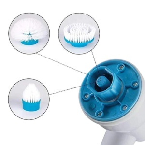 Perie rotativa de curatat, cu maner extensibil, 3 capete interschimbabile, cu acumulator, alb/albastru - Img 3