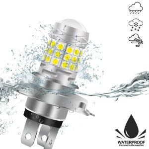 Set 2 becuri auto H4, putere 120W, cu doua faze, cu lupa, 42 SMD, temperatura culoare 6000K, flux luminos 10000LM, alb - Img 2