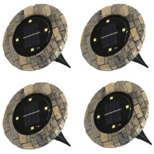 Set 4 lampi decorative solare, putere 2.4 W, autonomie 10 h, diametru 11 cm, maro - Img 1