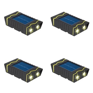 Set 4 lampi solare de perete, dreptunghiulare, lumineaza bidirectional, lumina calda, rezistente la apa si praf, acumulator de capacitate mare, negru - Img 1