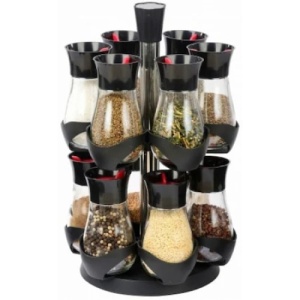 Set FOXMAG24 de 13 Recipiente pentru Condimente, Rotativ, Elegant si Atractiv, Usor de Folosit, Marimea 385g Ergonomic, Negru - Img 2