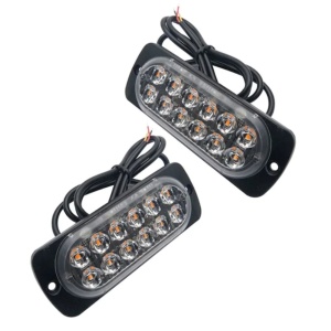 Set Lampi Avertizare Stroboscop 12 Leduri FOXMAG24, Girofar Led, 12/24V Galben, 112mm/41mm - Img 1