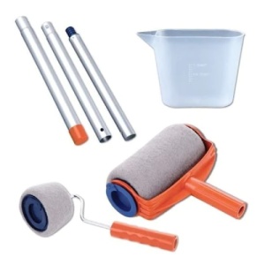 Set trafalet FOXMAG24, cu rezervor pentru vopsit, brat extensibil, 3 accesorii cu vas de un litru, portocaliu/albastru - Img 2