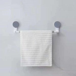 Suport de baie pentru prosop, usor de fixat, ajustabil, greutate maxima suportata pana la 4 kg, din metal si plastic, alb/gri - Img 2