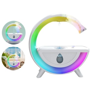 Umidificator cu lumina, picaturi antigravitatie si aromaterapie, capacitate rezervor apa 350ml, din plastic, alb - Img 2