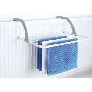 Uscator de rufe, din metal, prindere pe calrifer sau balcon, suprafata de uscare 3m, greutatea maxima suportata 5kg, alb - Img 1