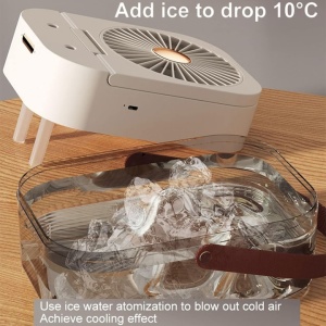 Ventilator 2 in 1, purificare si umidificare aer, portabil, rezervor apa, 3 trepte de viteza, 3 trepte pulverizare, incarcare USB, dimensiuni 12.5 x 22 x 16 cm, alb - Img 3