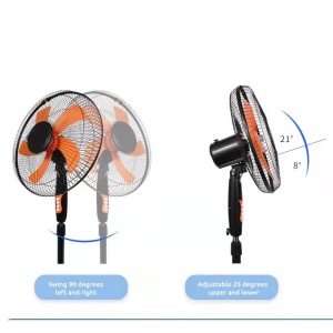 Ventilator cu picior, de podea, cu 3 trepte de viteza, buton ON/OFF, grila de protectie, suport anti-alunecare, negru/portocaliu - Img 3