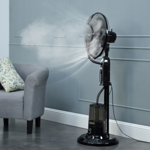 Ventilator cu pulverizare vapori apa, dimensiuni 125 x 40 x 40 cm, putere 75W, din plastic, cu trei trepte viteza, negru - Img 2