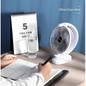 Ventilator de birou, portabil cu alimentare USB, functionare silentioasa, ajustare flexibila, cu 3 viteze, din ABS, alb - Img 2