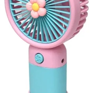 Ventilator de mana cu suport, portabil, incarcare USB, dimensiuni reduse, acumulator integrat, putere 1,5W, multicolor - Img 1