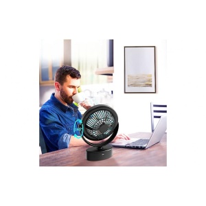Ventilator inteligent, portabil, pentru camping, cu incarcare USB, cu lumina LED puternica, negru - Img 4