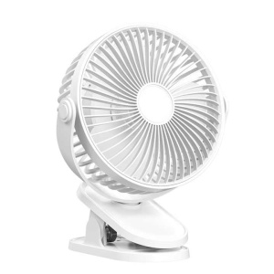 Ventilator portabil, cu clips, 3 viteze, design ajustabil, din ABS, oscilant, cu incarcare USB, alb - Img 1