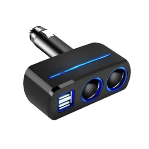 Adaptor priza auto, cu 2 USB, rotire 90°, cu indicator LED, putere 120W, negru - Img 1