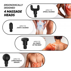 Aparat de masaj FOXMAG24®, Fascial Gun, anticelulitic, 4 capete interschimbabile, 6 trepte de viteza, Acumulator Li-Ion - Img 5