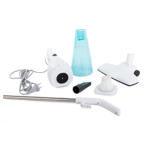 Aspirator 2 in 1, portabil, putere 600W, cu accesorii, filtru HEPA, control pe maner, indicator recipient colector plin, Compartiment scame detasabil, alb - Img 2