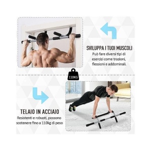 Bara tractiuni FOXMAG24, Antrenament Diverse Exercitii Manere Captusite Negru Gri - Img 3