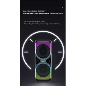 Boxa portabila cu lumini RGB, apel video, functie de telefon, lumina intermitenta LED, karaoke, acumulator, negru - Img 2