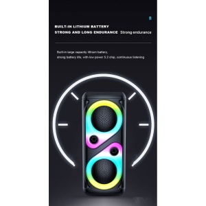Boxa portabila cu lumini RGB, putere 10W, MP3, USB, bluetooth, TF, slot microfon, karaoke, acumulator, negru - Img 4