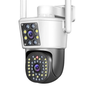Camera de supraveghere dubla, WIFI, 4G, Full HD, cu alarma integrata, detectare umana, de exterior, rezistenta la apa, recunoastere amprentei, audio bidirectional, alb/negru - Img 3